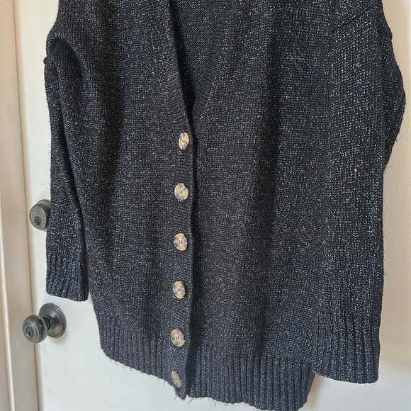 Zara Metallic Knit navy Oversized button Cardigan small - Picture 2 of 5